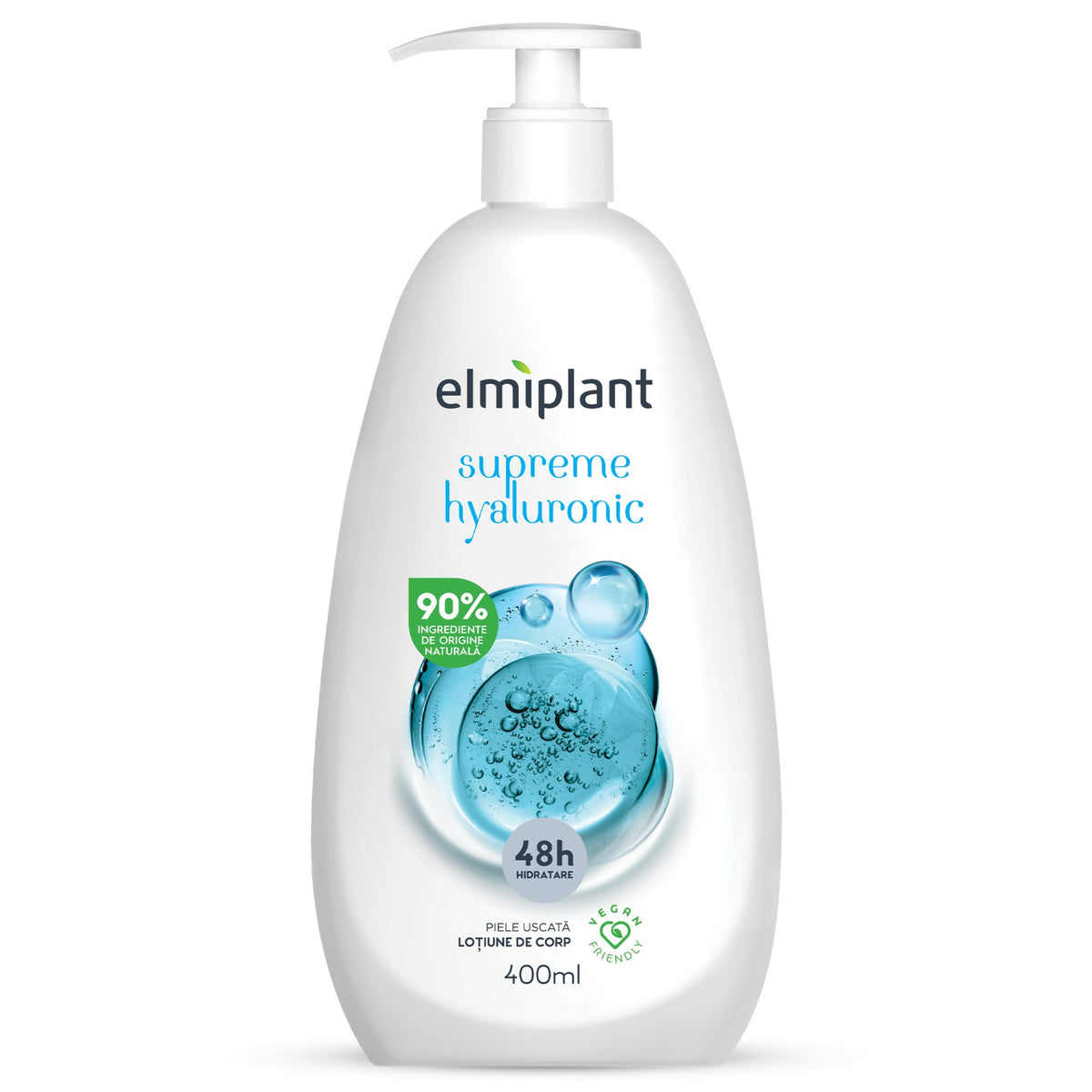 Elmiplant Lotiune de Corp Hidratanta, Acid Hyaluronic, Formula pentru Piele Uscata, Absorbtie Rapida, 400 ml