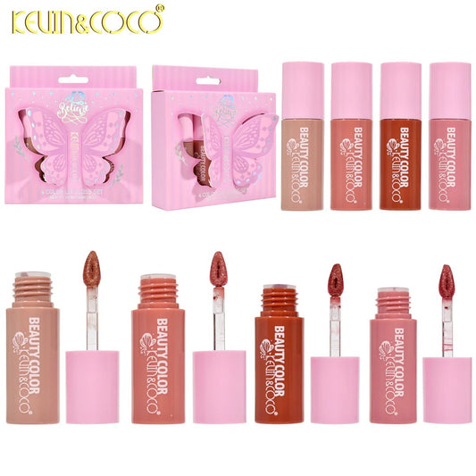 Kevin&Coco, Set Luciu de Buze, Model Believe, Stralucire si Hidratare Intensa, Textura Lichida, 4 Bucati x 2.5 ml, Multicolor