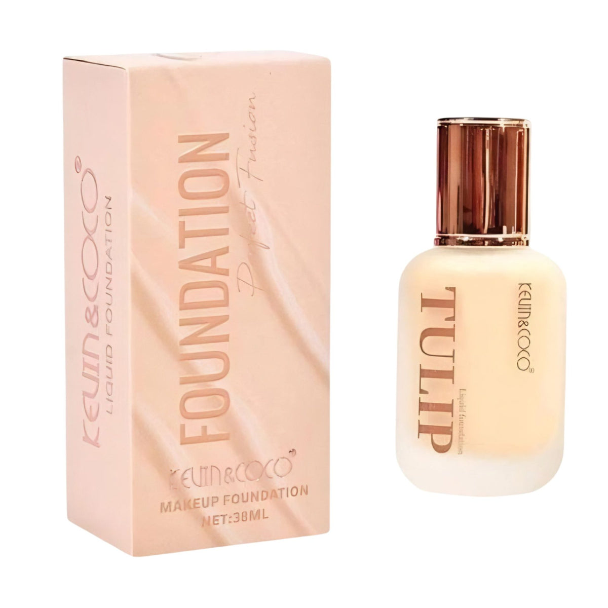 Kevin&Coco, Fond de Ten Lichid Tulip, Acoperire Naturală și Finish Luminos, Textură Lejeră, 38 ml, Nuanța 1 Ivory Light