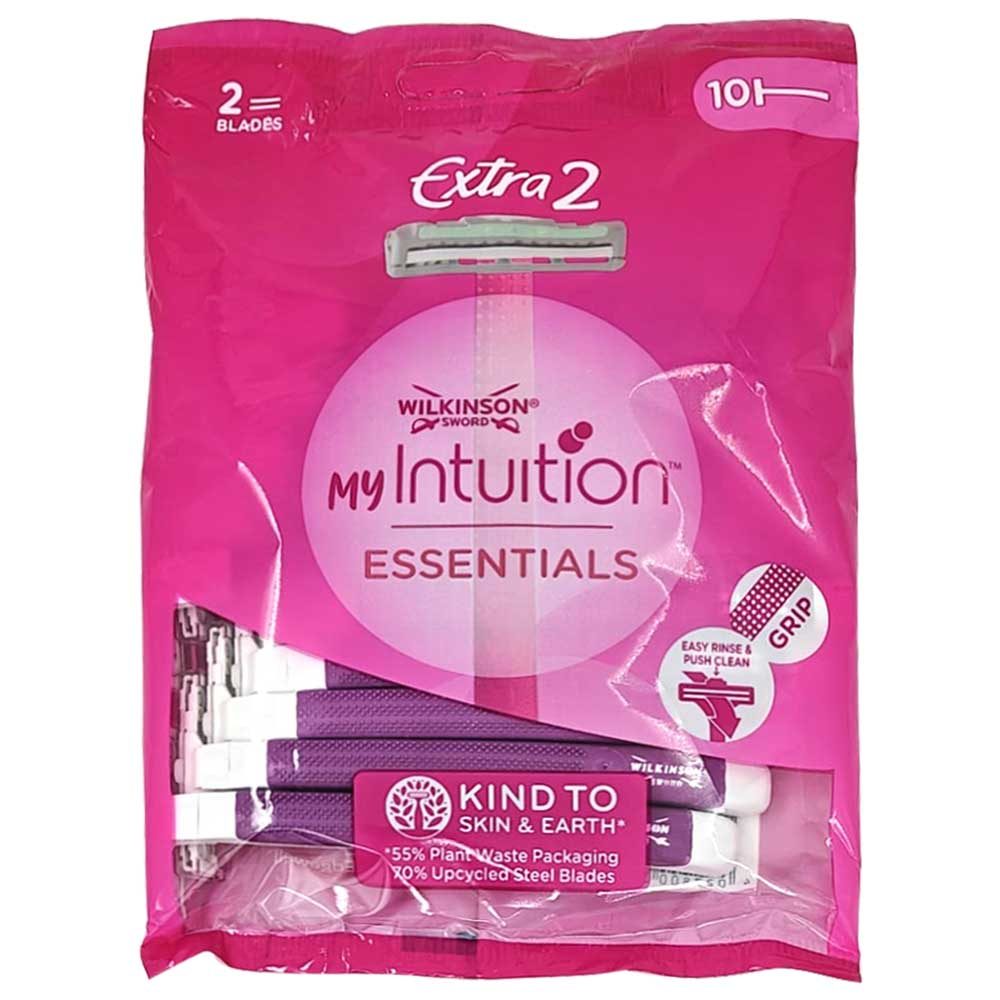 Aparat de Ras de Unica Folosinta Wilkinson Sword My Intuition Essentials Extra 2, Maner Antiderapant, Lame Duble cu Banda Hidratanta, Aloe Vera, 10 Bucati