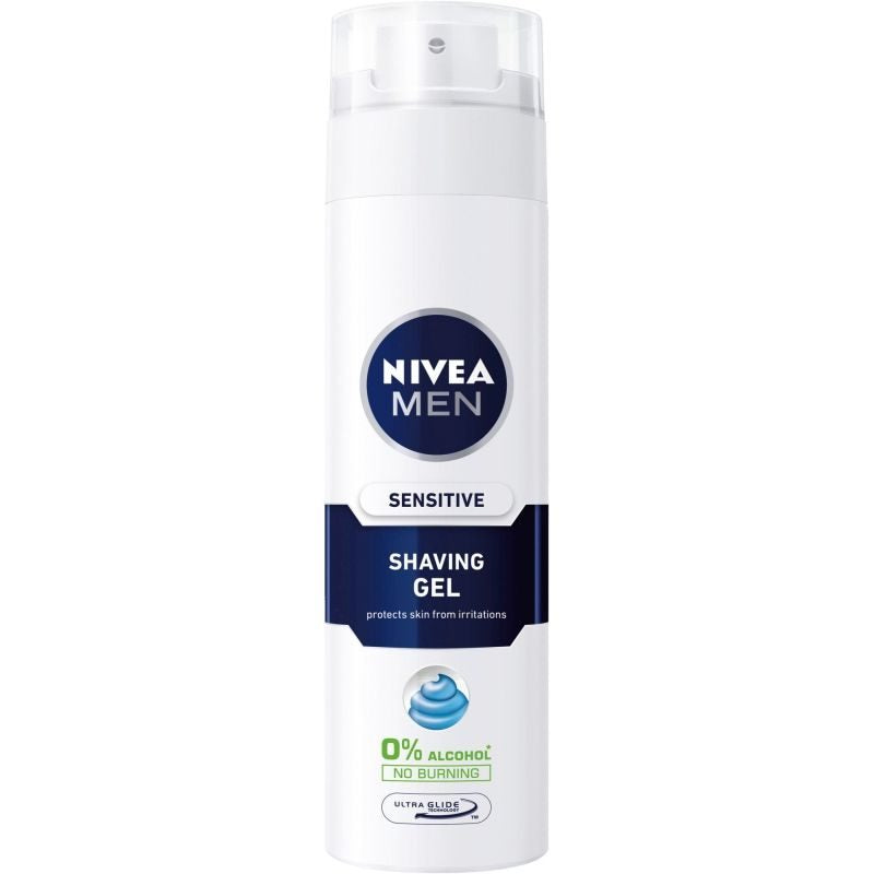 Nivea Men Gel de Ras pentru Piele Sensibilă, Formulă Fără Alcool cu Mușețel și Vitamina E, 200 ml
