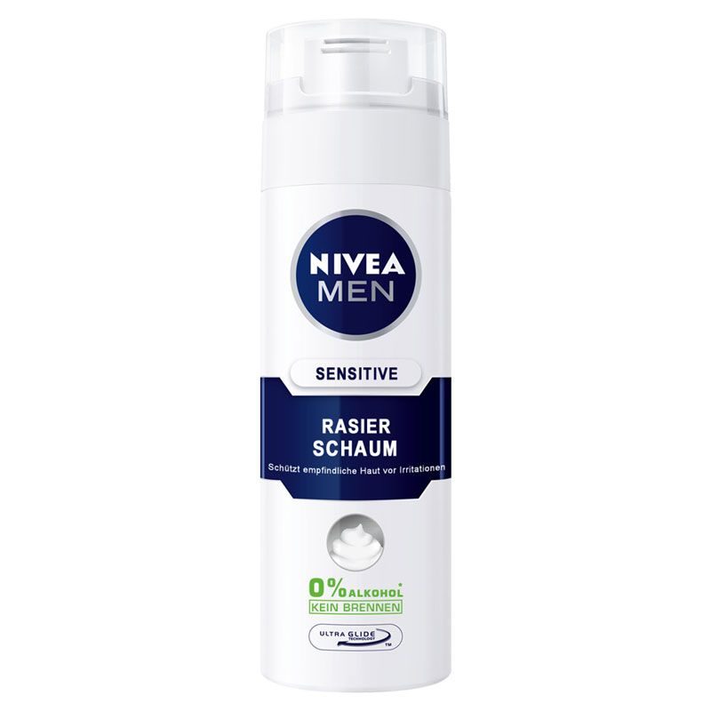 Nivea Men Spuma de Ras pentru Ten Sensibil, Formula Fara Alcool cu Musetel si Vitamina E, 200 ml