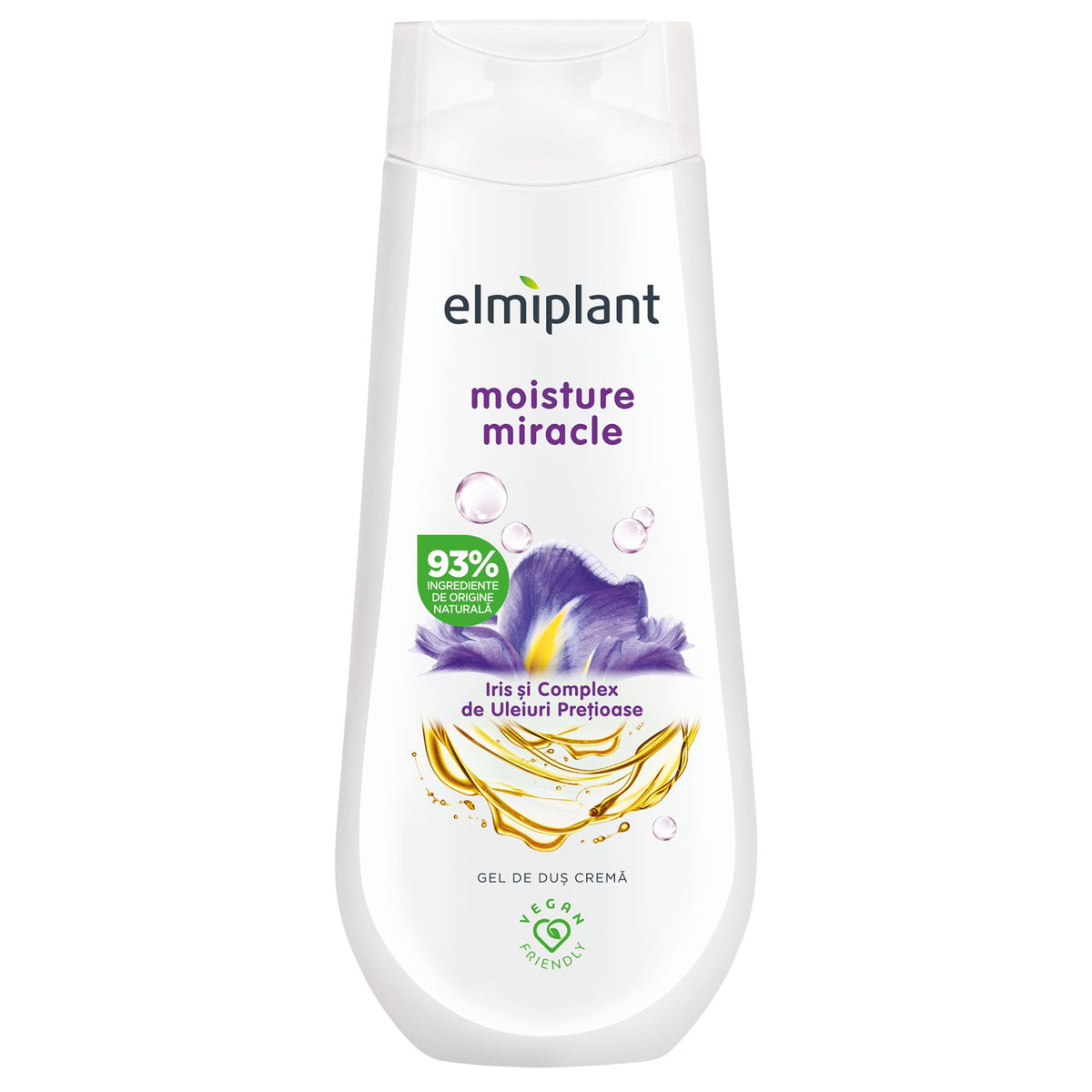 Elmiplant Gel de Dus Crema, Hidratant cu Extract de Iris si Uleiuri Pretioase, Formula Catifelata pentru Piele Sensibila, 400 ml