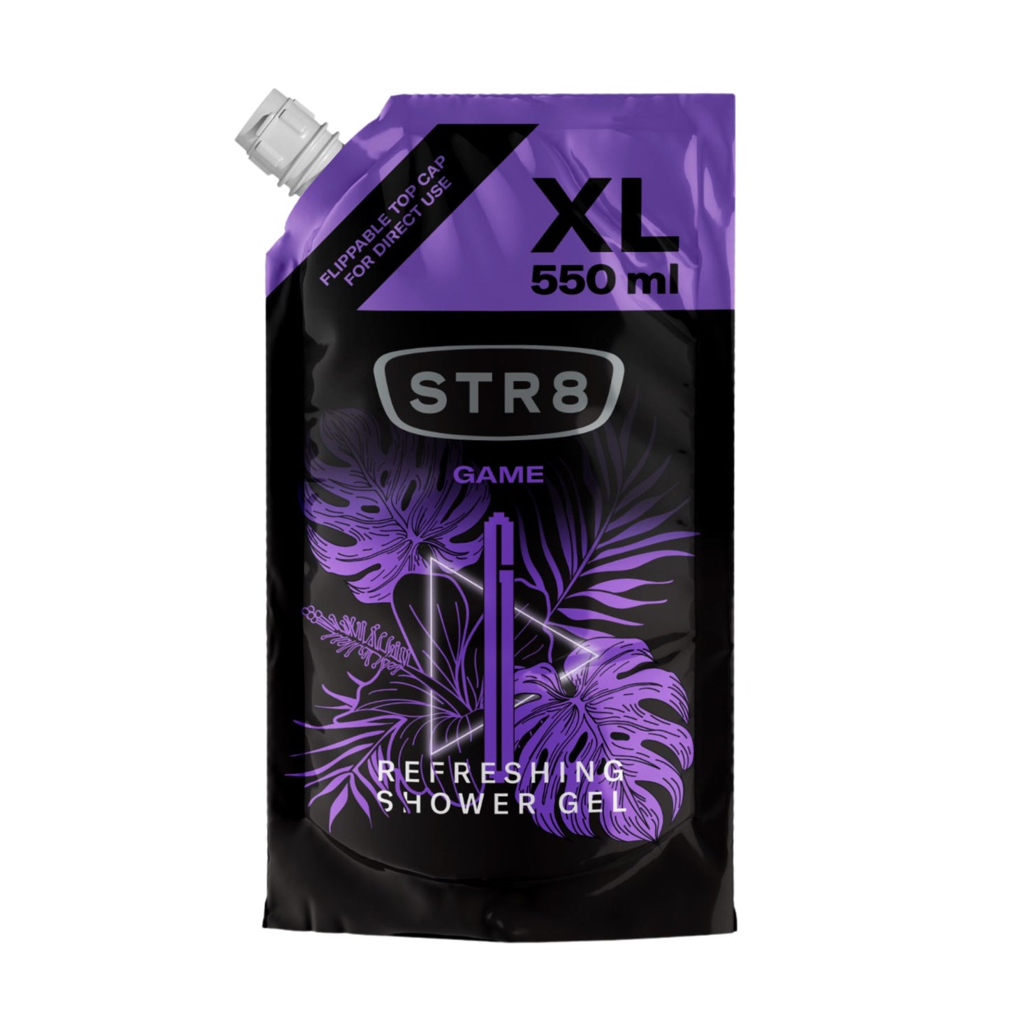 STR8 Game, Gel de Dus pentru Barbati, Curatare Profunda si Aroma Masculina, Rezerva Economica, 550 ml