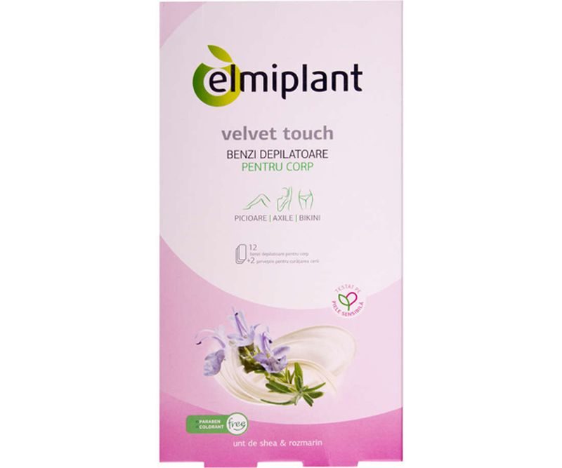 Elmiplant Benzi Depilatoare Corp, Ceară pentru Piele Normală, Extract de Ceai Verde, 12 Bucăți