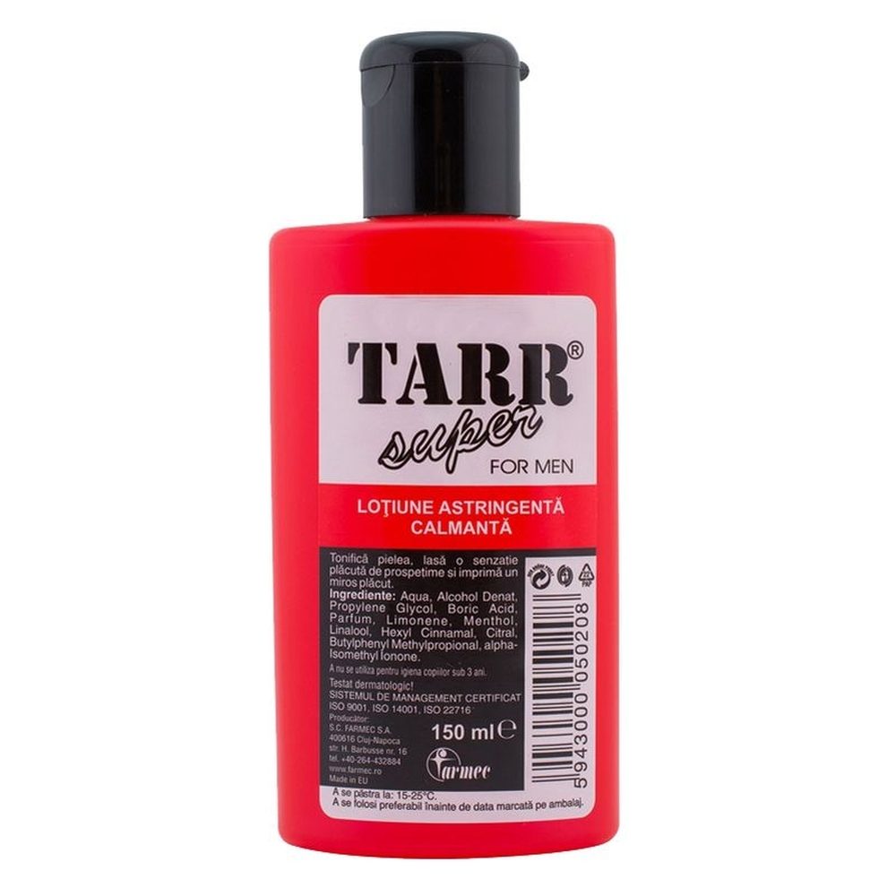 Lotiune Dupa Ras Tarr Super, Aftershave Calmant, Formula Clasica, Recipient Sticla, 150 ml