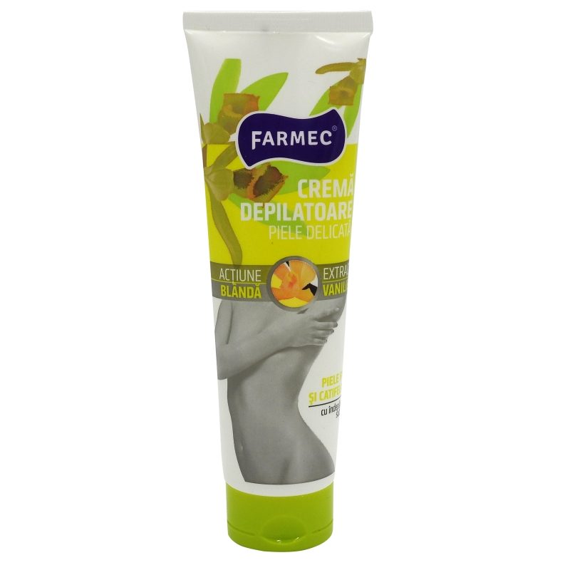 Farmec Crema Depilatoare Pentru Piele Sensibila, Extract De Vanilie, Formula Rapida, 150 ml