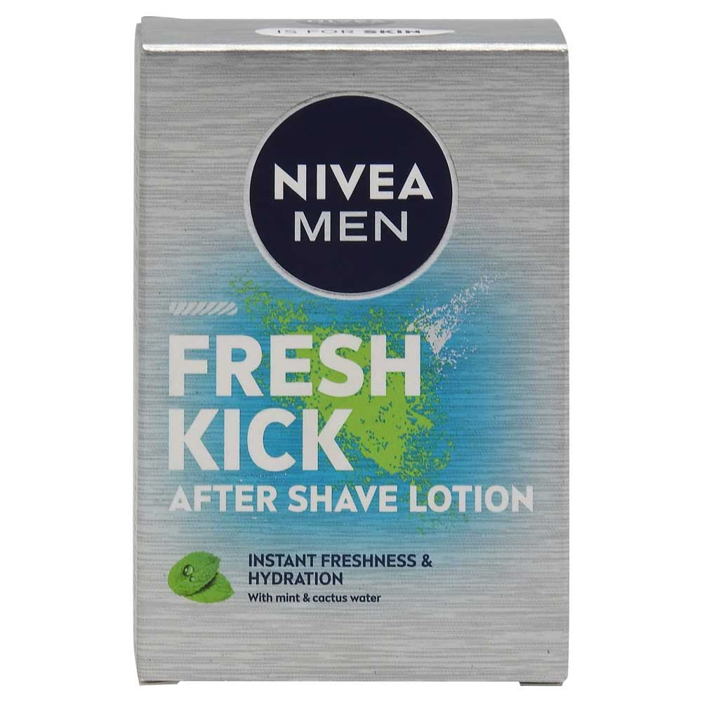 Nivea After Shave Fresh Kick, Lotiune Dupa Ras Hidratanta cu Apa de Cactus si Mentol, Efect Racoritor, 100 ml