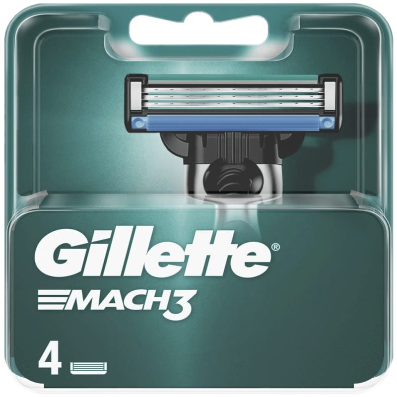 Gillette Mach3 Rezerve Aparat de Ras, Tehnologie cu 3 Lame din Otel, Banda Lubrifianta, 4 Bucati