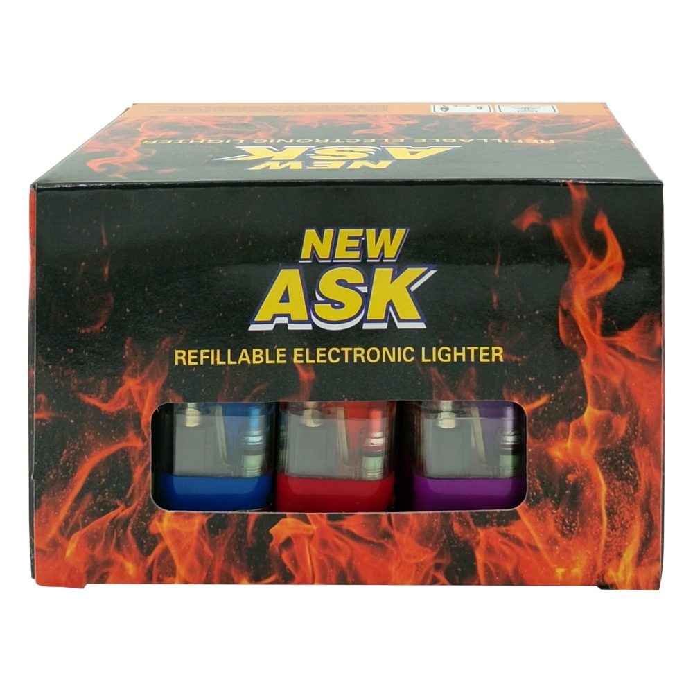 Set 50 Brichete New Ask cu Aprindere Piezoelectrică și Lanternă LED, Mecanism Reîncărcabil, Culori Mixte, 50 Bucăți