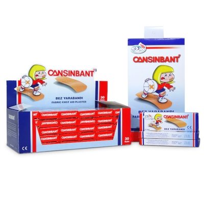 Cansinbant Set 30 Cutii Plasturi Medicali, Material Textil Elastic Hipoalergenic, Rezistenti la Apa, 10 Bucati per Cutie, Bej