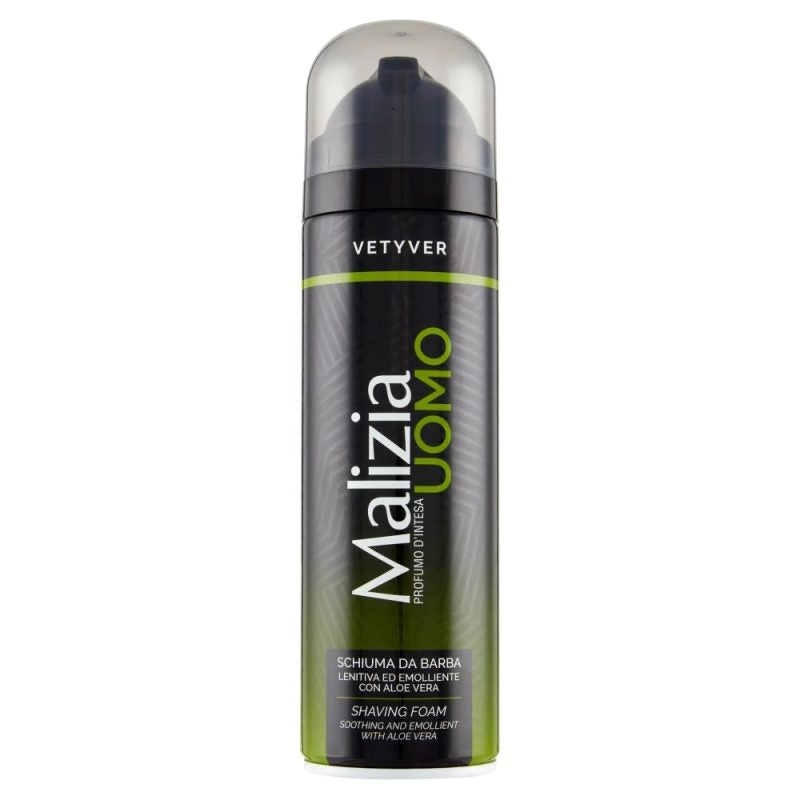 Malizia Spumă de Ras cu Vetyver, Formulă Hidratantă pentru Piele Sensibilă, 300 ml