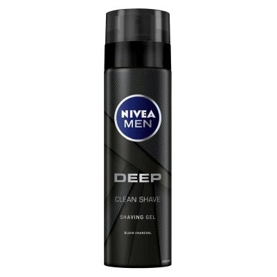 Gel de Ras Nivea Men Deep, Formulă cu Cărbune Activ, Efect Antibacterian, 200 ml