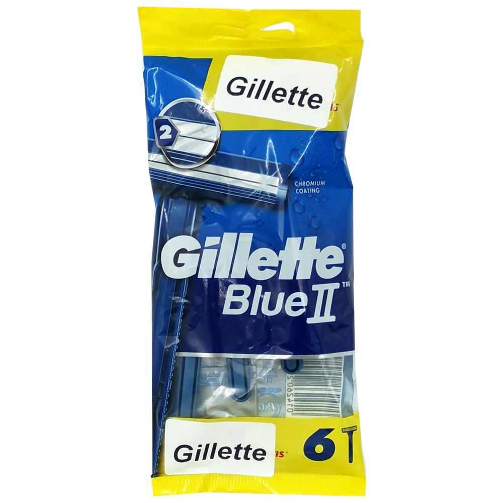 Gillette Aparat de Ras, Blue2, Sistem de Bărbierit cu 2 Lame, Pachet de 6 Bucăți