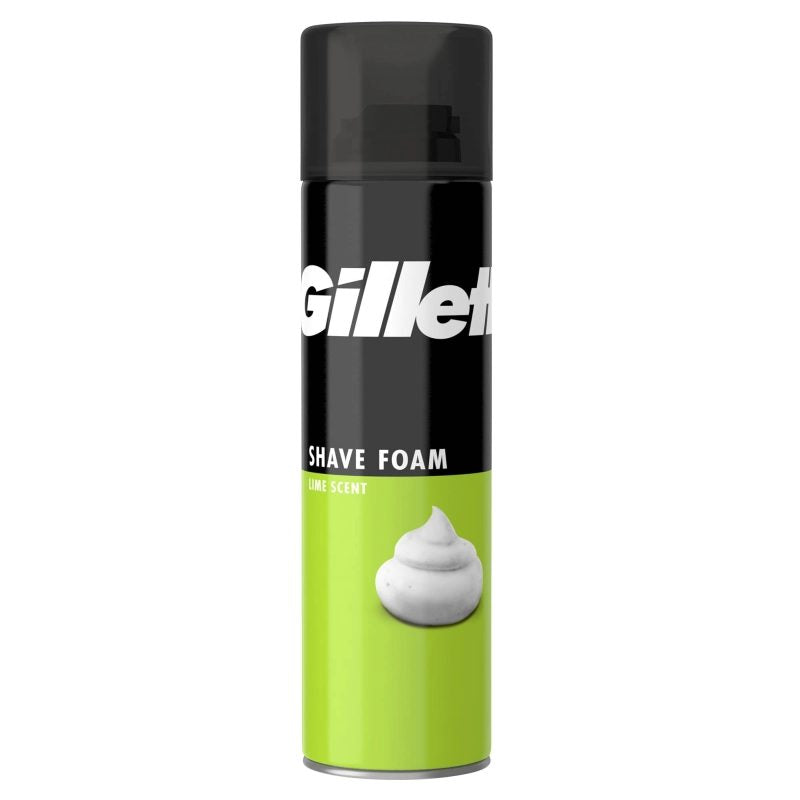 Spumă de Ras Gillette Lemon Lime, Formulă Hidratantă cu Parfum de Lămâie, Textură Densă, Tub 200 ml