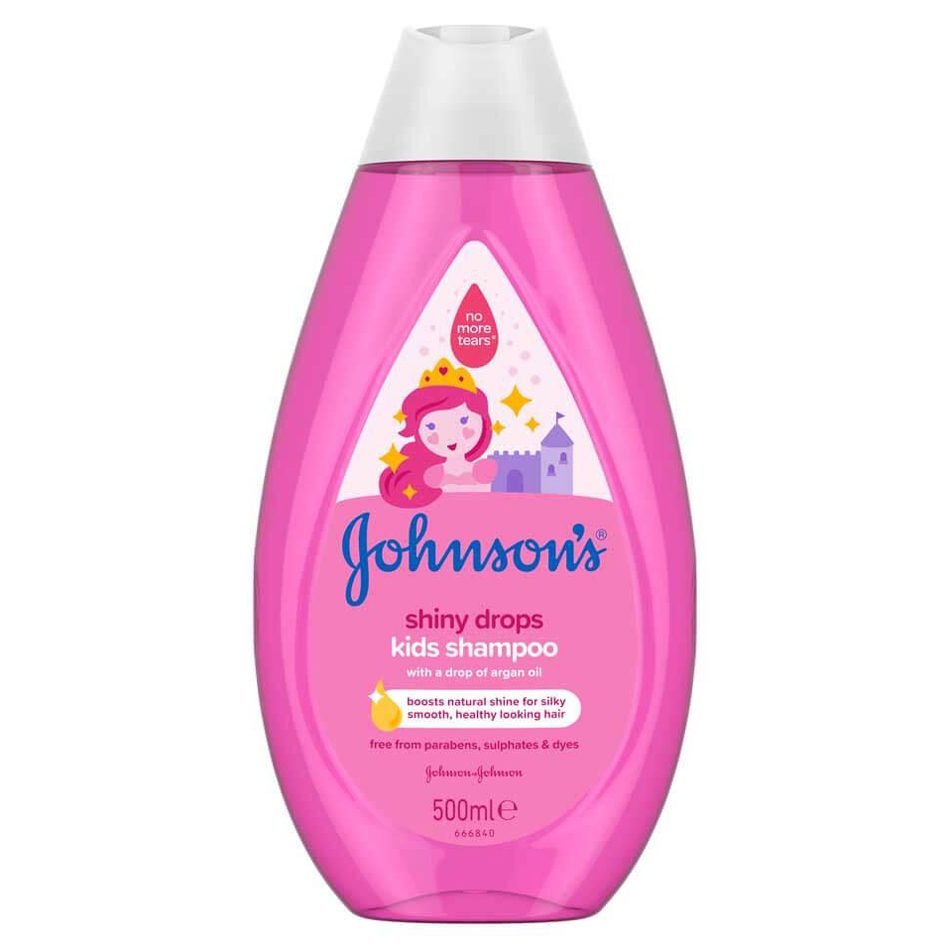 Johnson's Baby, Sampon Kids Picaturi de Stralucire, Formula Fara Lacrimi cu Ulei de Argan si Proteine de Matase, 500 ml
