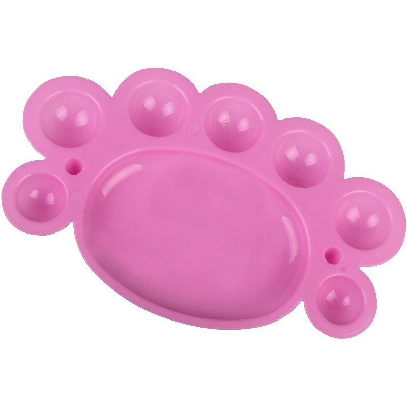 Paleta Pentru Amestecat Culori, Design Forma Laba cu 7 Compartimente, Plastic Rezistent, 16.5 x 10.4 cm, Roz