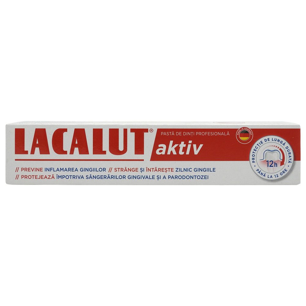 Lacalut Aktiv, Pastă de Dinți Medicală, Protecție Împotriva Parodontozei și Sângerării Gingivale, 75 ml