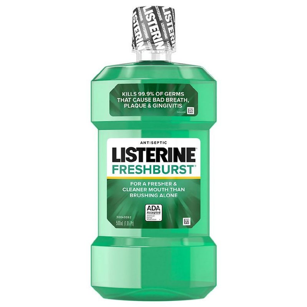Listerine Fresh Burst, Apa de Gura Antiseptica, Protectie Impotriva Placii Bacteriene si a Respiratiei Neplacute, Aroma de Mentol, 250 ml