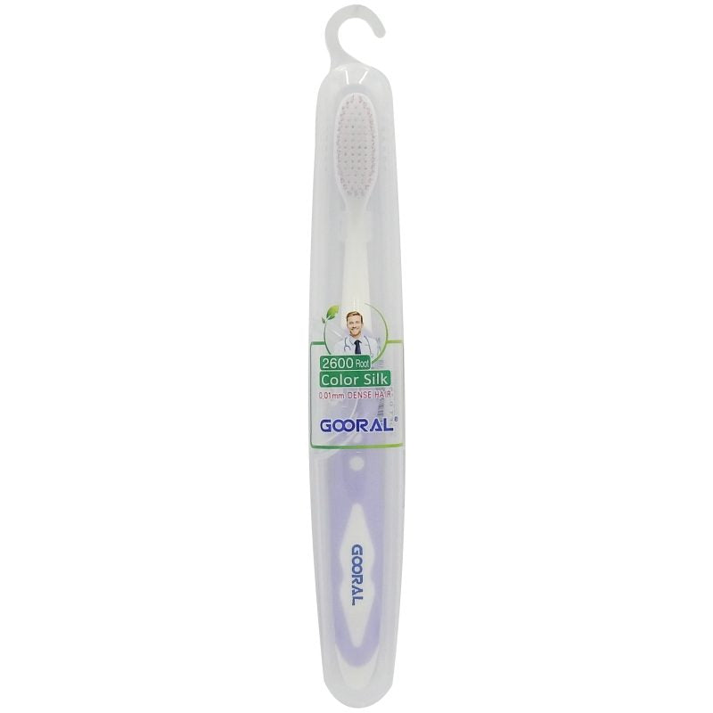 Periuta de Dinti Gooral, Peri Soft cu Textura Delicata, Design Ergonomic cu Toc de Protectie inclus, Albastru/Transparent, 1 Bucata