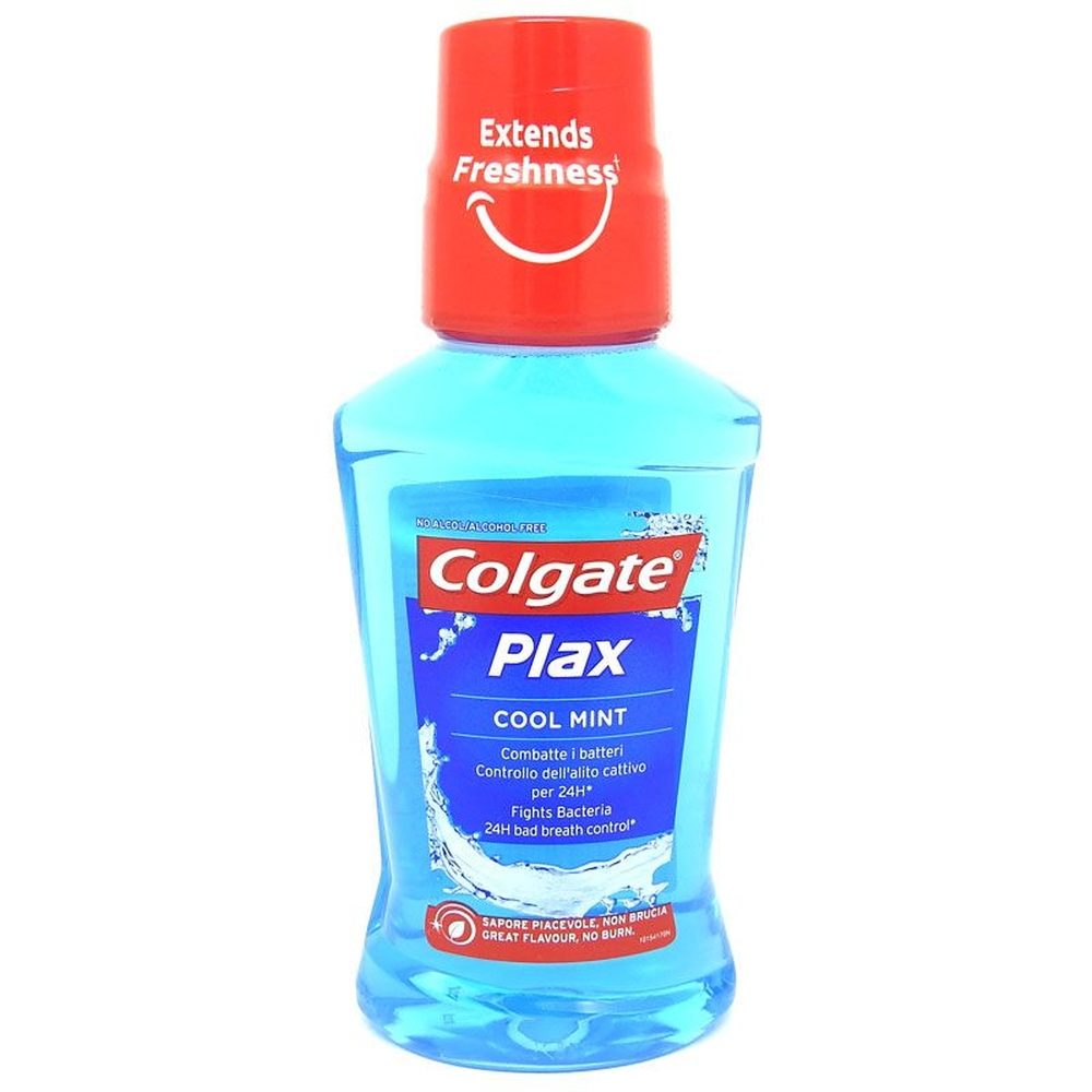 Colgate Plax Cool Mint Apa de Gura, Protectie Antibacteriana 24h, Fara Alcool, 250 ml