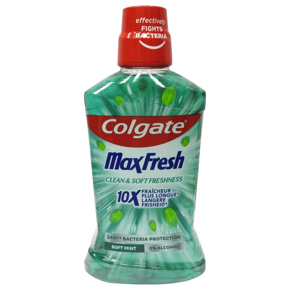Apa de Gura Colgate Max Fresh, Tehnologie FreshFX, Aroma Soft Mint, 500 ml