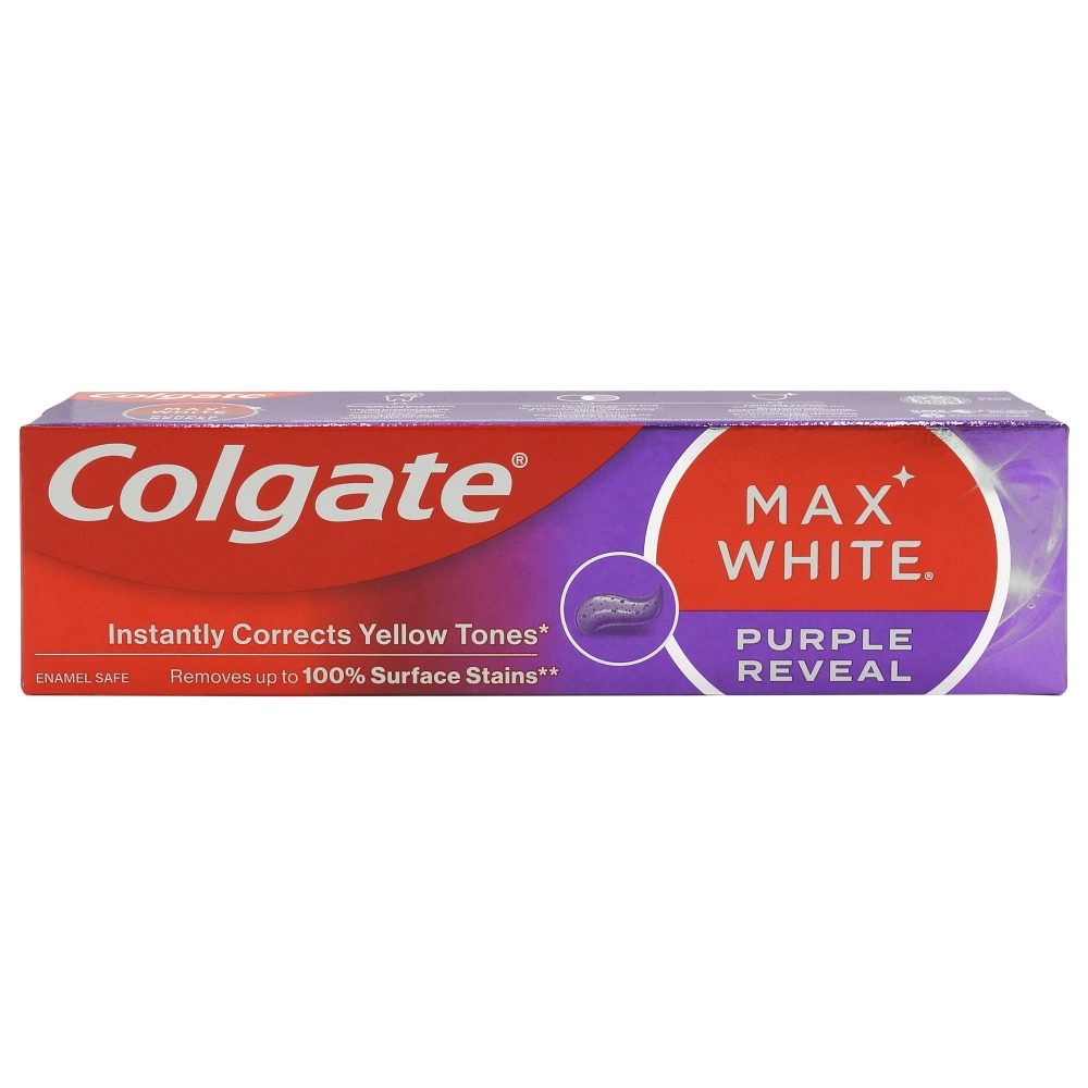 Colgate Pasta de Dinti Max White Purple Reveal, Tehnologie de Corectare a Culorii cu Micro-Optice, Albire Instantanee, 75 ml