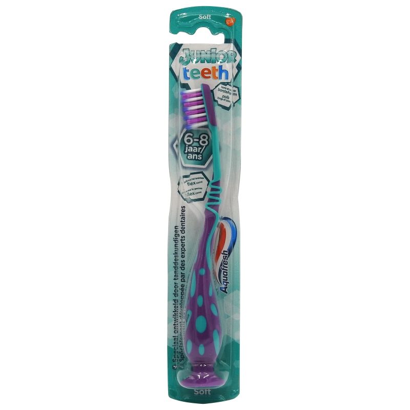 Aquafresh Big Teeth 6+, Periuta de Dinti pentru Copii, Peri Moi, Design Ergonomic, Protectie Smalt, 1 Bucata, Diverse Culori