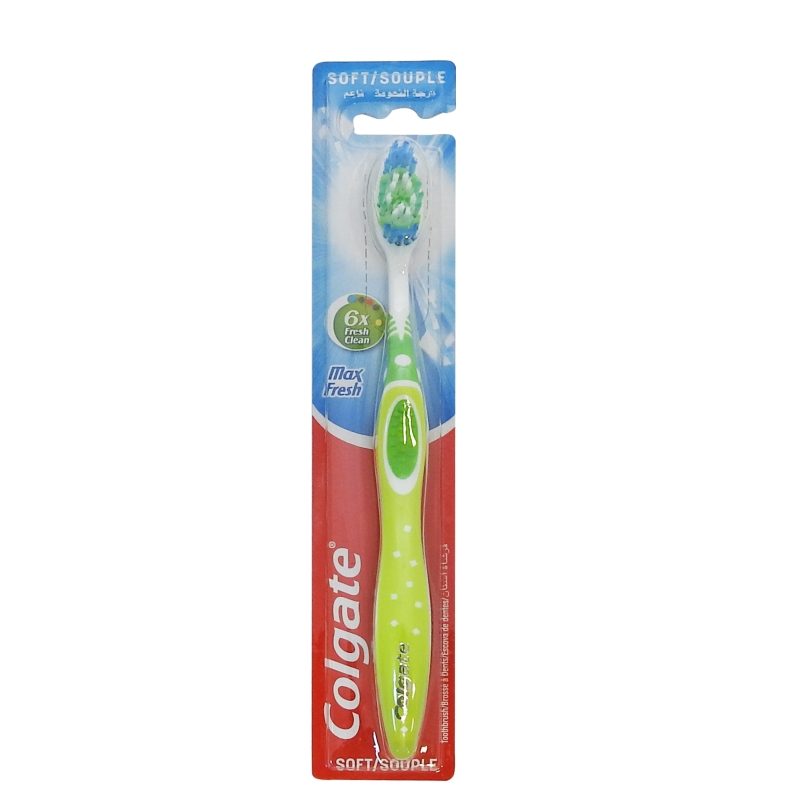 Colgate Periuta de Dinti Manuala, Max Fresh Soft cu Curatator pentru Limba, Peri Moi, Albastru, 1 Bucata
