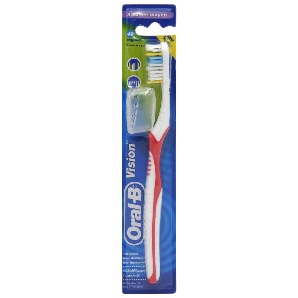 Oral-B Periuta de Dinti Manuala 3 Effect, Actiune Tripla de Curatare, Peri Medii, 1 Bucata, Albastru/Alb