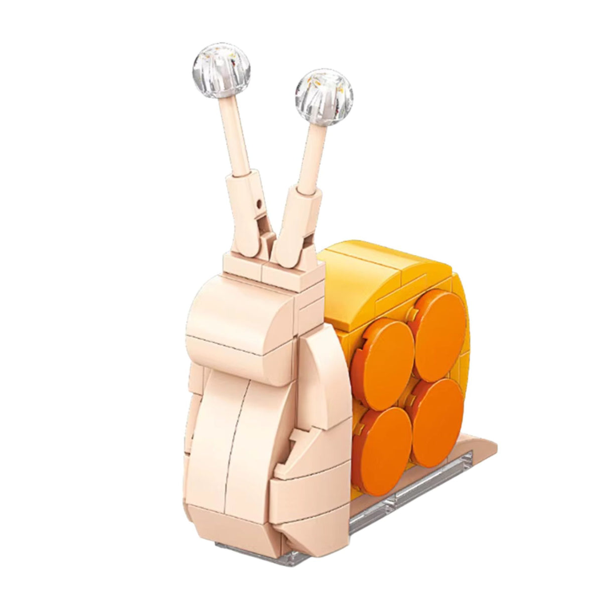 Set de Constructie Model Melc, Lumea Insectelor Mini, Jucarie Educativa STEM, Puzzle 3D, Plastic ABS, 62 Piese, 6+ Ani, 11 x 7 x 7 cm, Bej/Portocaliu