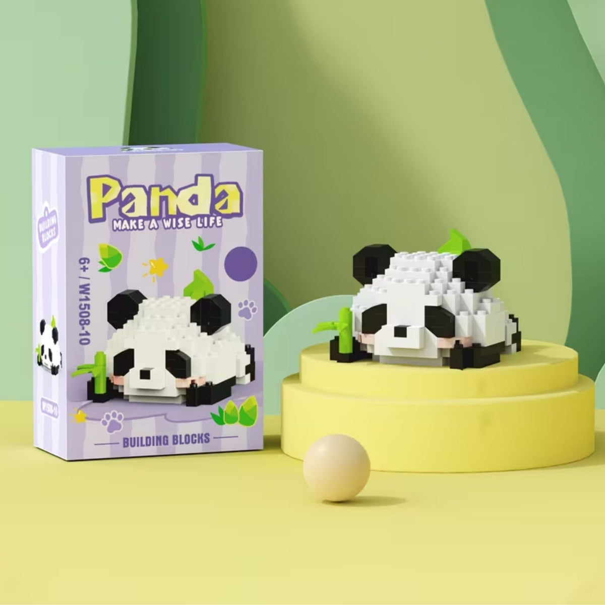 Set de Constructie Panda cu Bambus, Jucarie Educativa STEM si Model 3D, Plastic ABS, 159 Piese, 6+ Ani, 7.8 x 4.1 x 11.3 cm, Mov