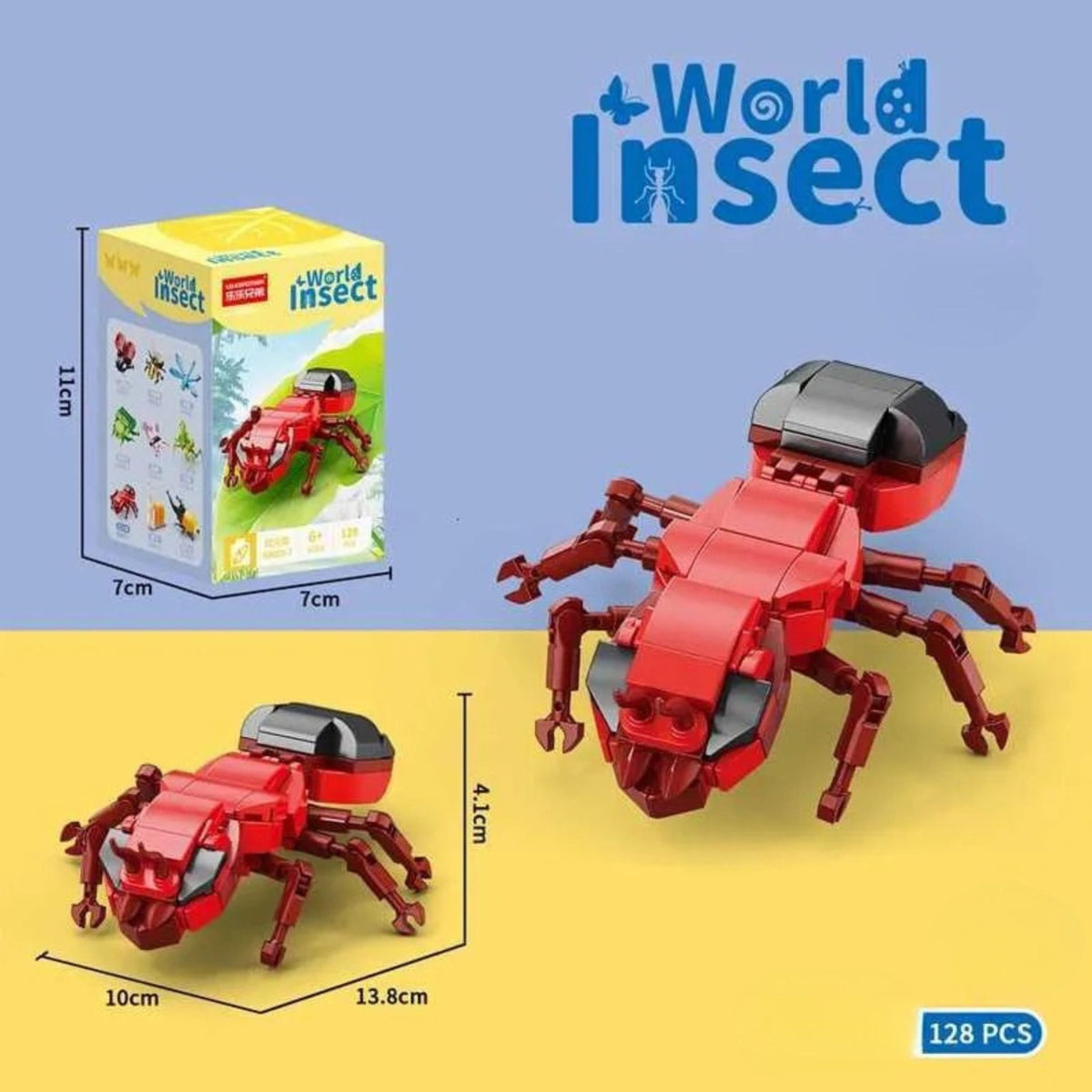 Set de Constructie Furnica de Foc, Jucarie Educativa STEM Lumea Insectelor, Model 3D din Plastic ABS, 128 Piese, 11 x 7 x 7 cm, Rosu, 6+ Ani
