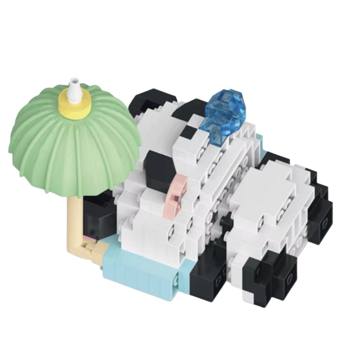 Set de Constructie Panda cu Umbrela, Jucarie Educativa STEM, Model 3D Interactiv, Plastic ABS, 153 Piese, 6+ Ani, 7.8 x 4.1 x 11.3 cm, Roz