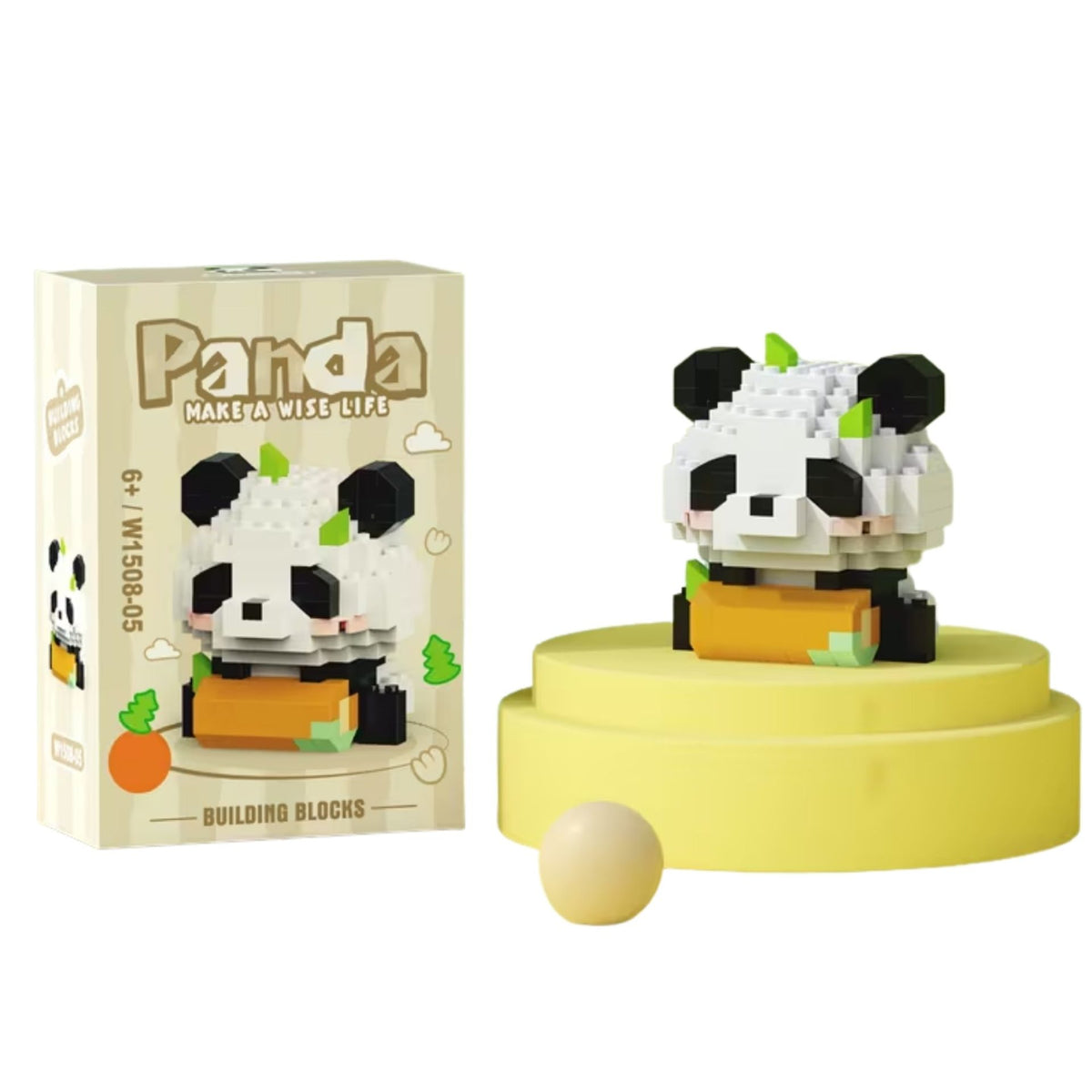 Set de Constructie Panda cu Lemn, Jucarie Educativa STEM, Model 3D Interactiv, Plastic ABS, 167 Piese, 6+ Ani, 7.8 x 4.1 x 11.3 cm, Bej