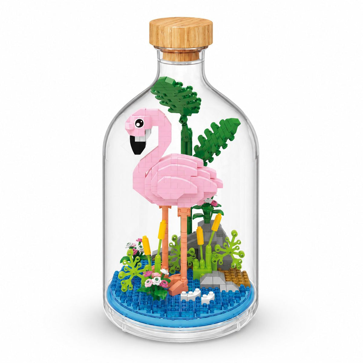 Set De Construit Flamingo, Model Pixel Art Decorativ, Plastic, 485 Piese, Multicolor, 10 x 19.6 cm