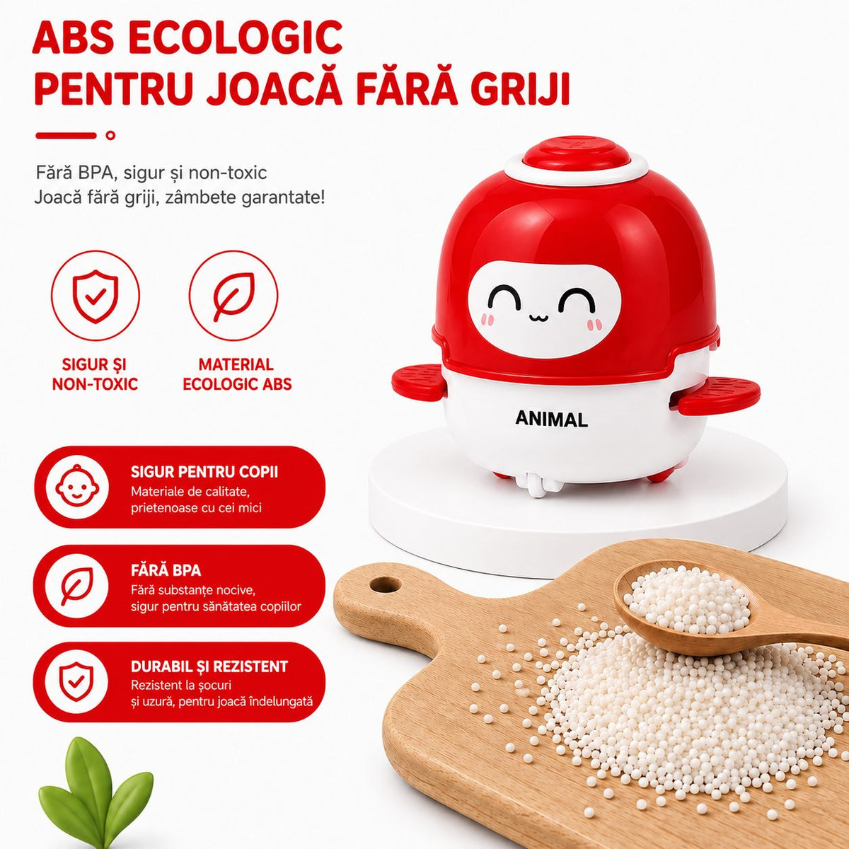 Jucarie Interactiva Robot Kawaii, cu Sunete si Lumini, Plastic ABS, Rosu, 3 Ani+
