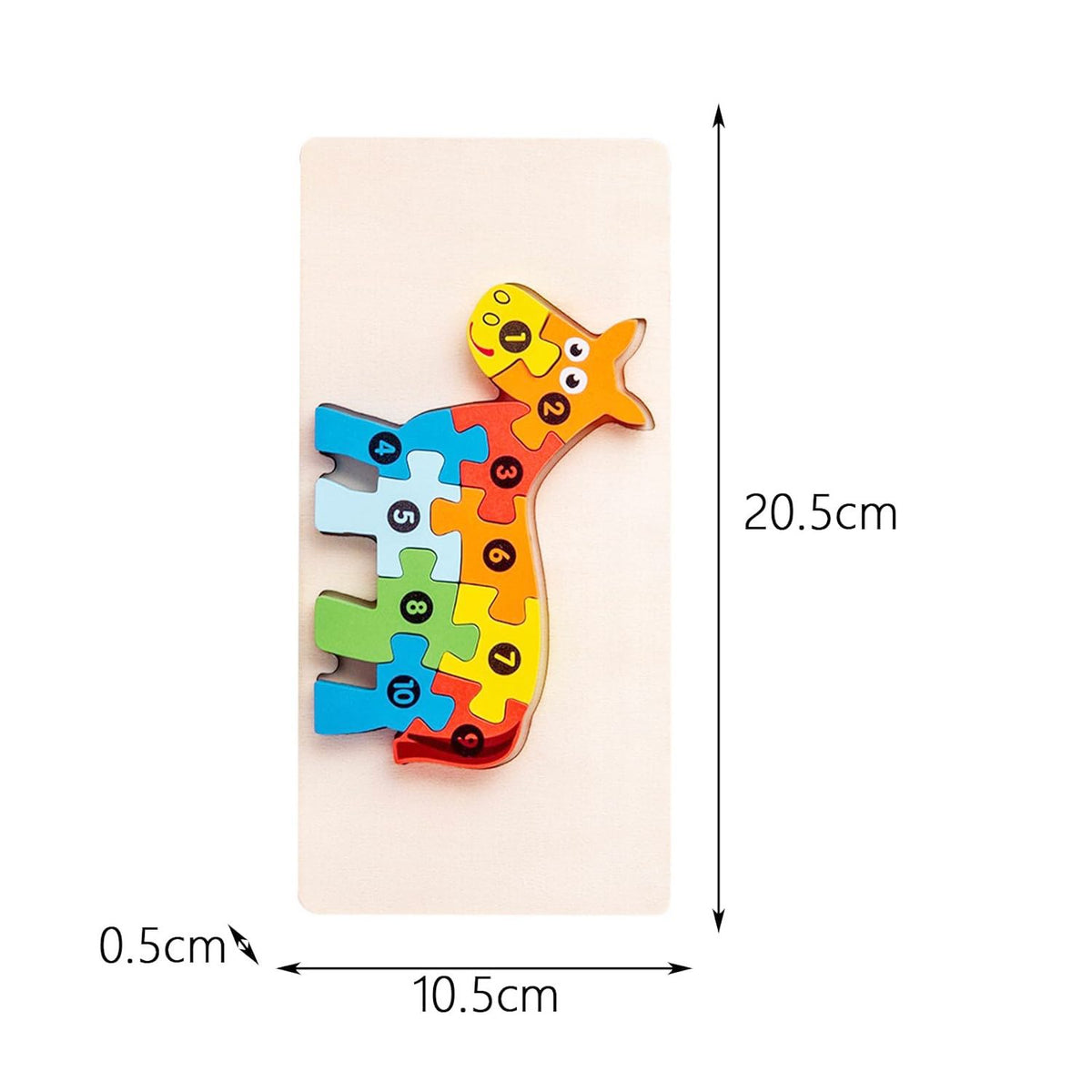 Puzzle din Lemn 3D Montessori, Jucarie Educativa Dezvoltare Motricitate Fina, Lemn Natural cu Vopsea Ecologica, 11 Piese, Model Magarus, 0-3 Ani, Multicolor