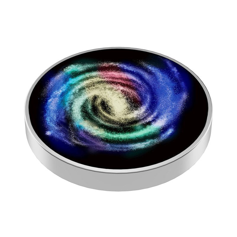Spinner Giroscopic, Jucarie Rotativa Anti-stres, Efect Optic Galaxie Milky Way, Otel Inoxidabil, Argintiu, 3.8 x 0.6 cm