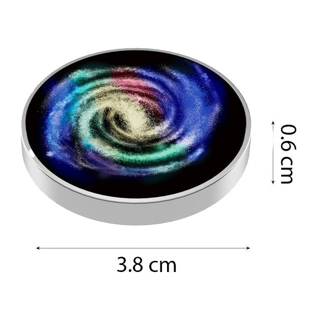 Spinner Giroscopic, Jucarie Rotativa Anti-stres, Efect Optic Galaxie Milky Way, Otel Inoxidabil, Argintiu, 3.8 x 0.6 cm
