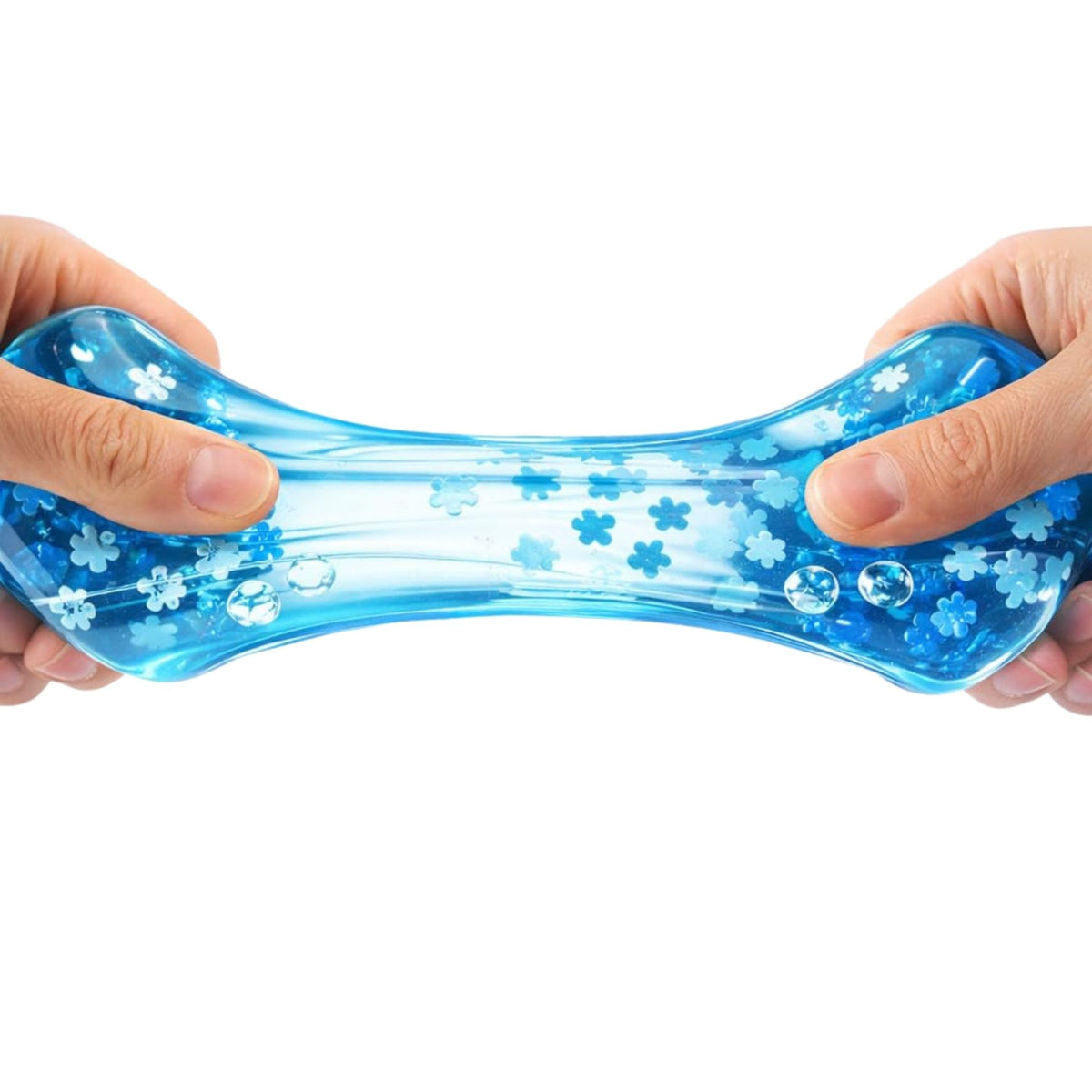 Jucarie Squishy Antistres, Model Ice Cube cu Fulgi de Nea, Revenire Lenta, TPR Elastic, 3 cm, Albastru Deschis