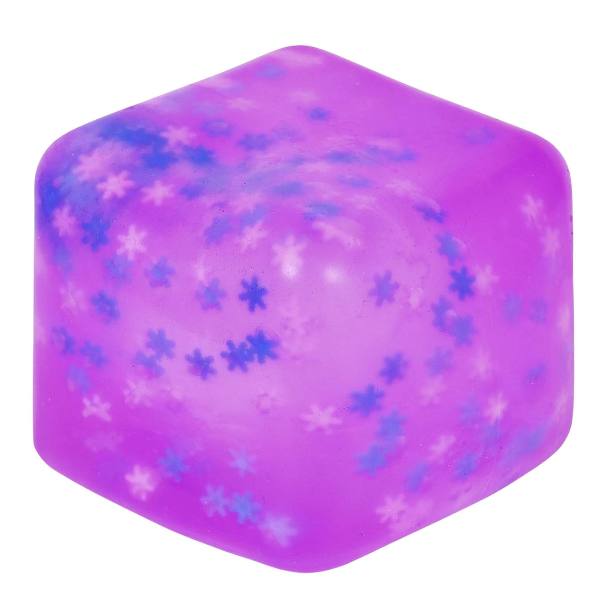 Jucarie Squishy Antistres, Model Ice Cube cu Fulgi de Nea, Revenire Lenta, TPR Elastic, 4x4x4 cm, Mov
