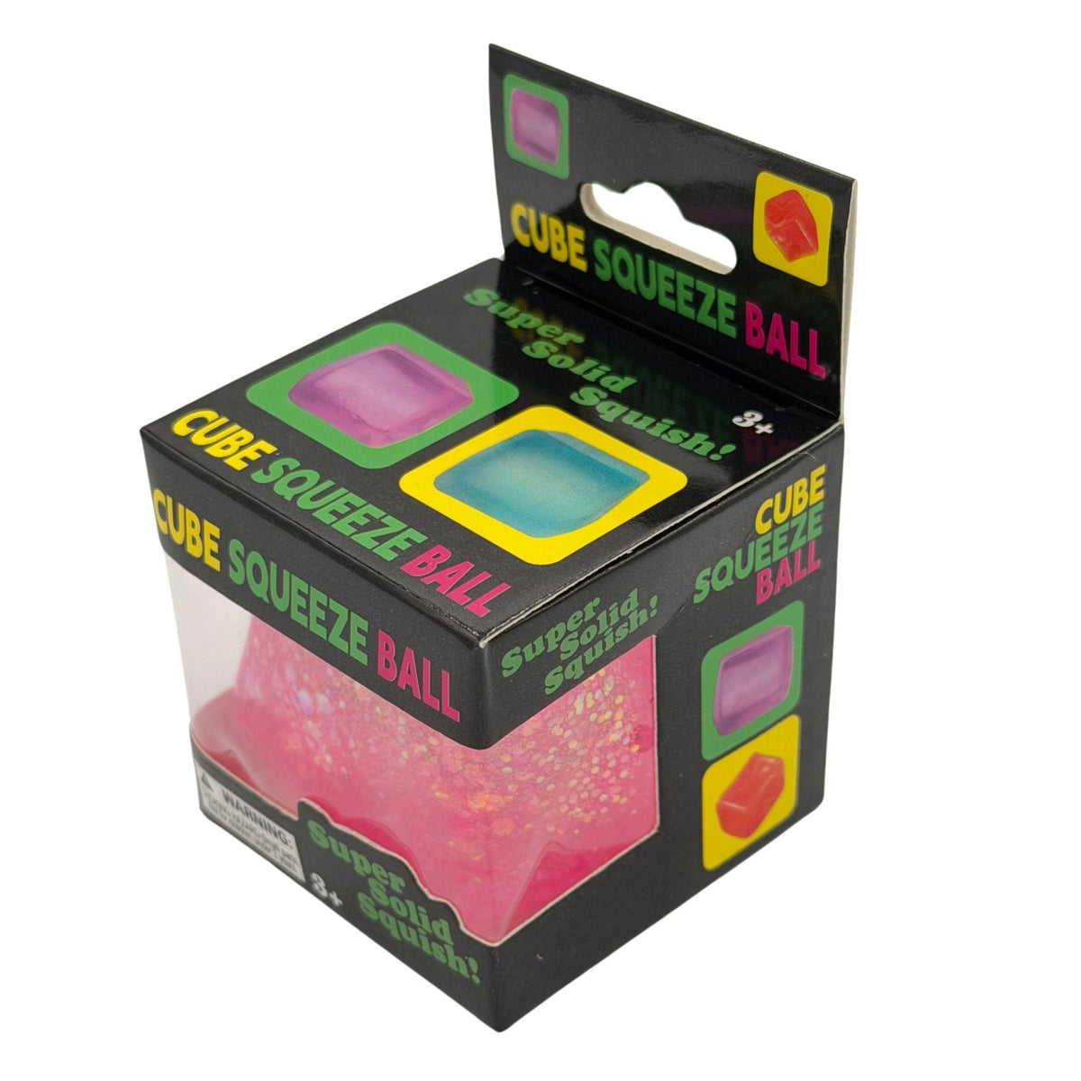 Jucarie Squishy Antistres, Cub Fidget Ice Cube cu Sclipici, Revenire Lenta, Material TPR, 4.5x4.5 cm, Roz