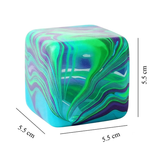 Jucarie Squishy Needoh, Cub Antistres Senzorial cu Revenire Lenta, Model Linii Flow, Termoplastic TPE, 5.5x5.5x5.5 cm, 180 g, Verde