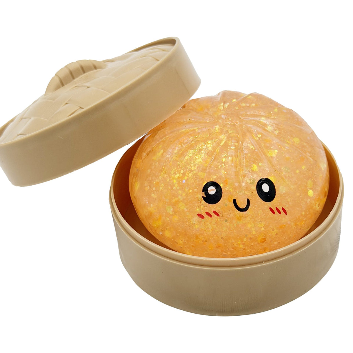 Jucarie Squishy Antistres, Model Dumpling Fata Zambitoare Sclipici, Material Termoplastic, 6 x 6 cm, Culoare Mix Surpriza