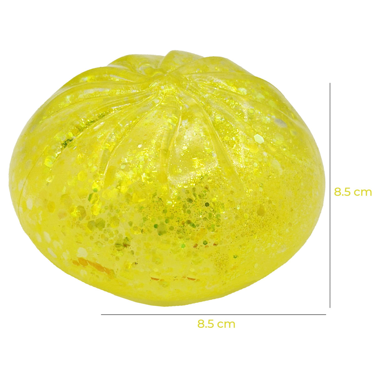 Jucarie Squishy Antistres, Model Dumpling cu Sclipici, Revenire Lenta, Termoplastic, 8.5 x 8.5 cm, Culoare Mix Surpriza