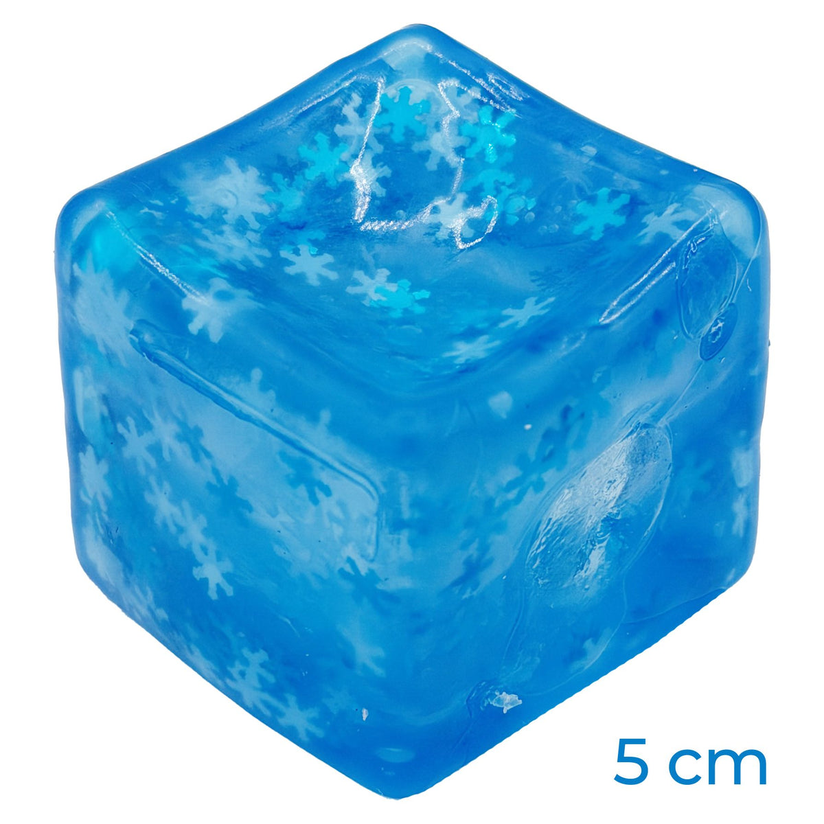 Jucarie Squishy Needoh, Cub Antistres Senzorial, Revenire Lenta cu Fulgi de Maltoza, Termoplastic, 5x5x5 cm, Albastru