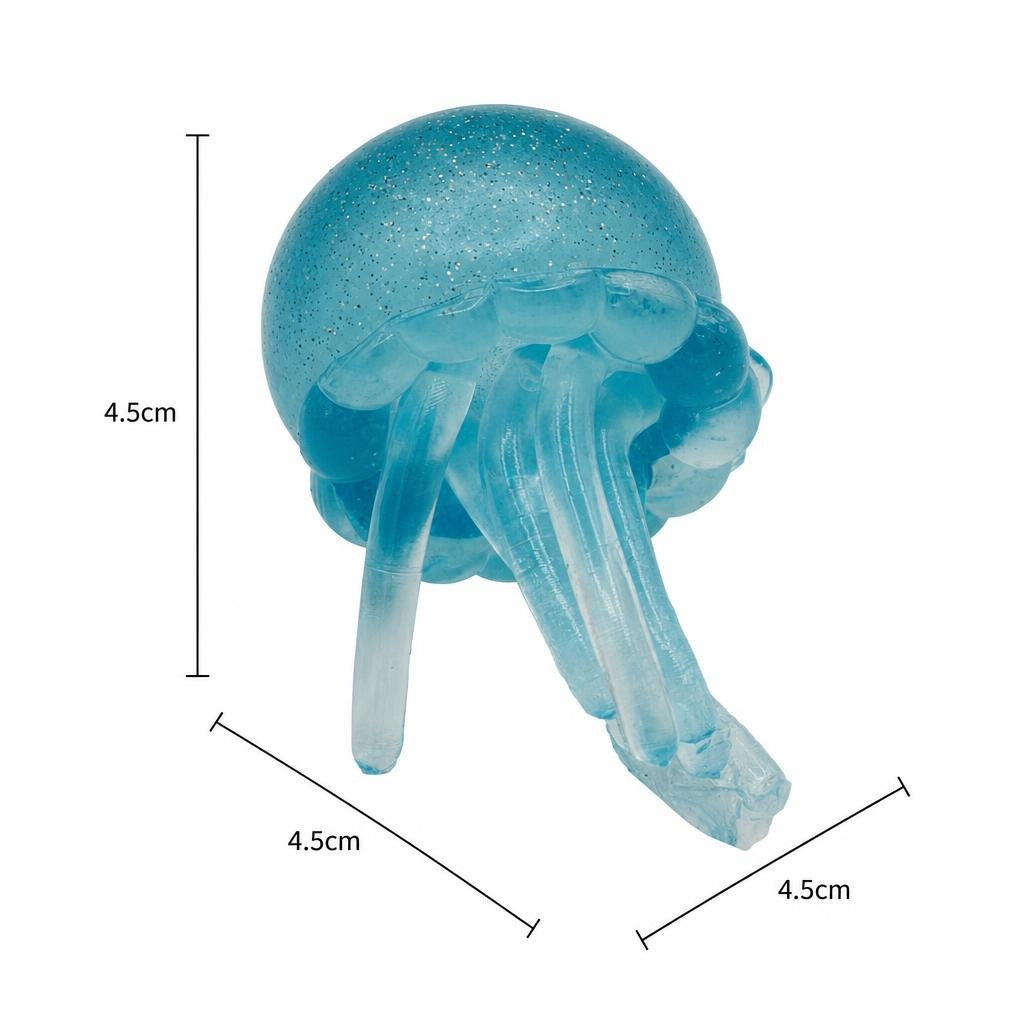 Jucarie Squishy Meduza, Antistres Senzorial cu Sclipici, Silicon Moale, 4.5x4.5x4.5 cm, Culoare Mix