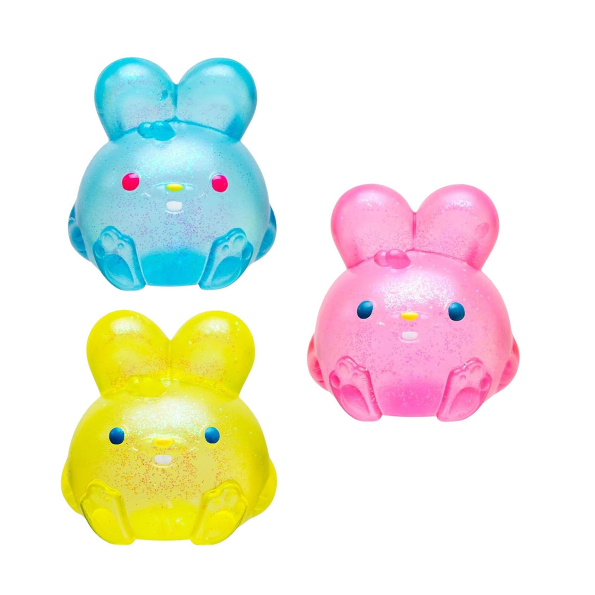 Iepuras Squishy Antistres, Jucarie Senzoriala cu Sclipici si Revenire Lenta, Gel Polimeric cu Textura Maltose, 7 x 5.5 x 6 cm, 1 Bucata, Culoare Aleatorie