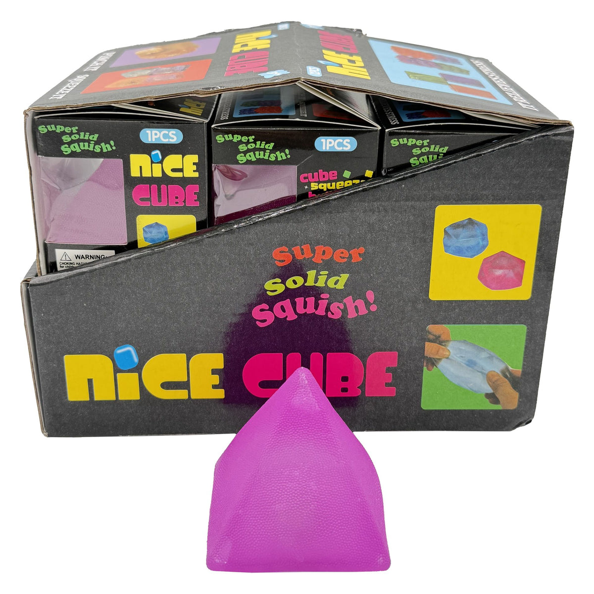 Jucarie Squishy Piramida, Fidget Antistres Senzorial, Termoplastic, 7x6x6 cm, Mov